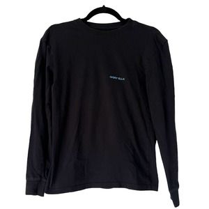 Ivory Ella Black 100% Organic Cotton Large Elephant Logo Long Sleeve Tshirt XXS